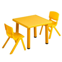 Indoor 5 Pieces Yellow Color Furniture Set Plastic Table And Chair For Kids - Mumzar.com