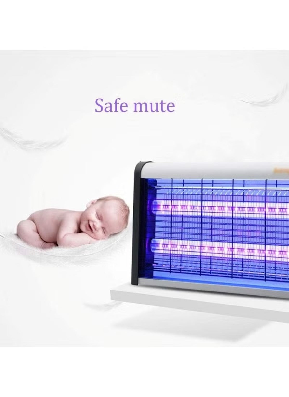 Huitich indoor insect zapper 10W UV with safe mute feature showing sleeping baby nearby