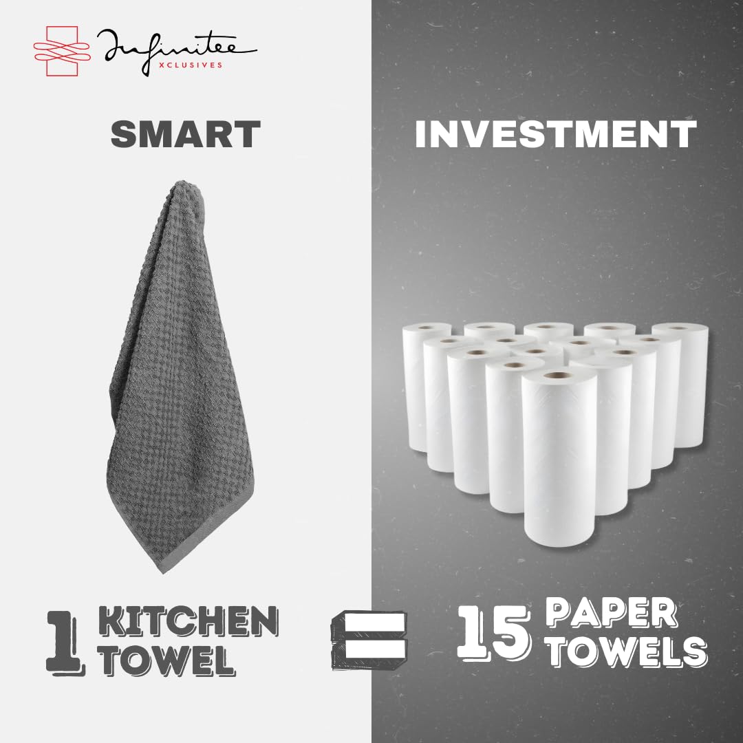 Infinitee Xclusives Cotton Kitchen Towels Pack Durable & Absorbent - Mumzar