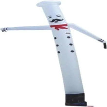Inflatable chef tube with white tall body, black dots, red bow tie, waving arms