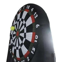 Inflatable darts soccer board with close-up dartboard target on black arch