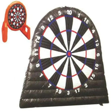 Inflatable darts board with black frame and circular dartboard target