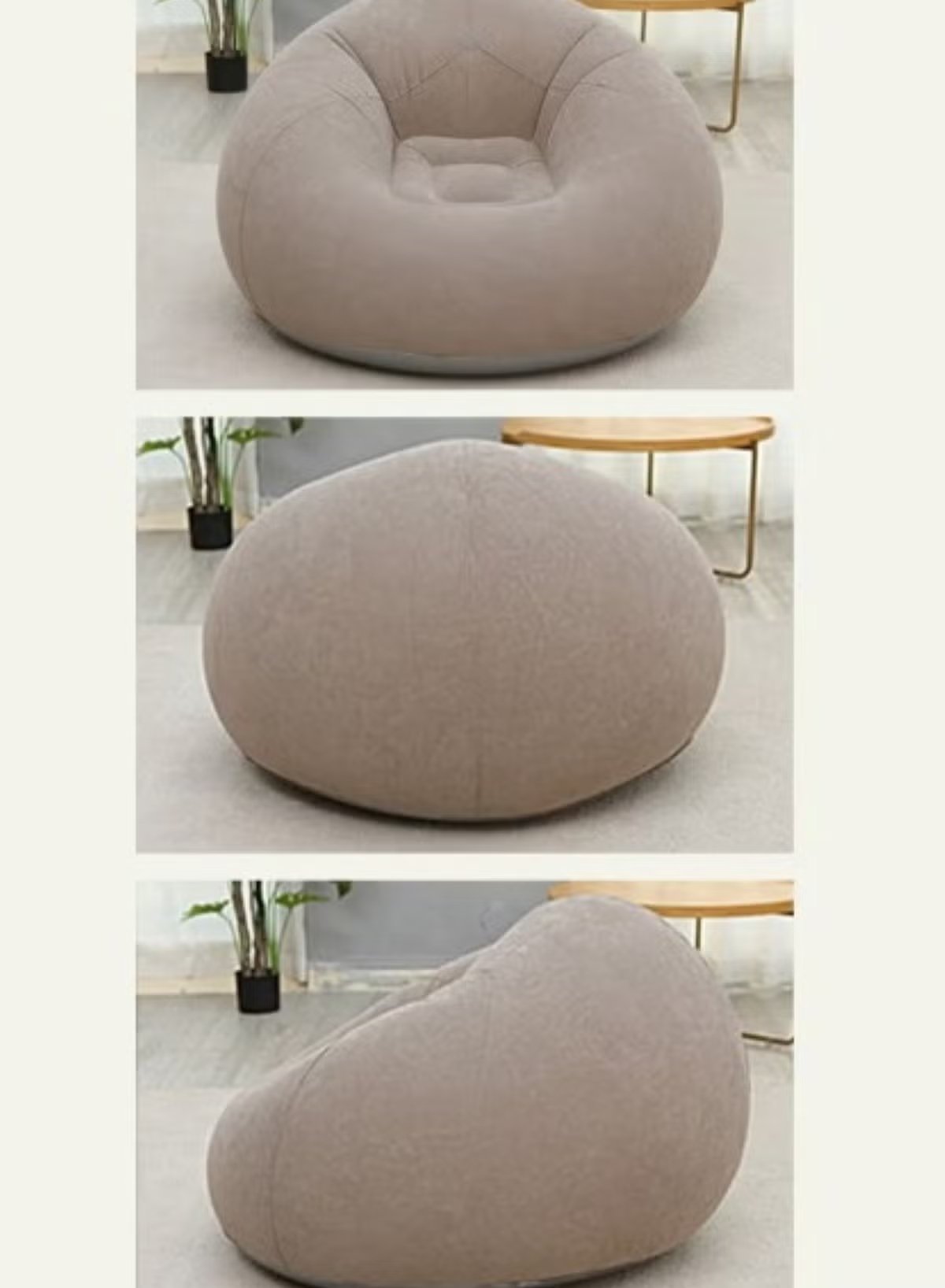 Huitich beige beanless inflatable lounge chair with soft fabric and ergonomic design in living room
