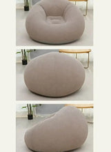 Inflatable lounge chair, light taupe fabric with U-cut center seat opening
