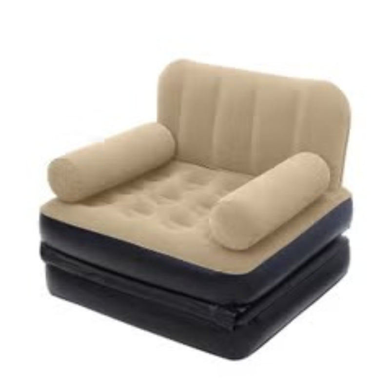 Huitich inflatable lounge chair with armrests in beige and black for comfortable seating