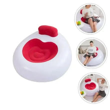 Inflatable lounge chair set, white seat with red backrest and heart-shaped insert