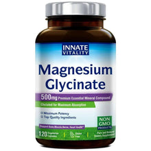 Magnesium glycinate supplement bottle, 500 mg, 120 veggie capsules