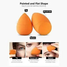 Makeup sponge pair, orange teardrop with pointed tip and round side