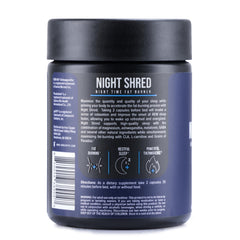 Inno Supps Night Shred review label showing Night Shred night time fat burner jar for sleep and fat burning