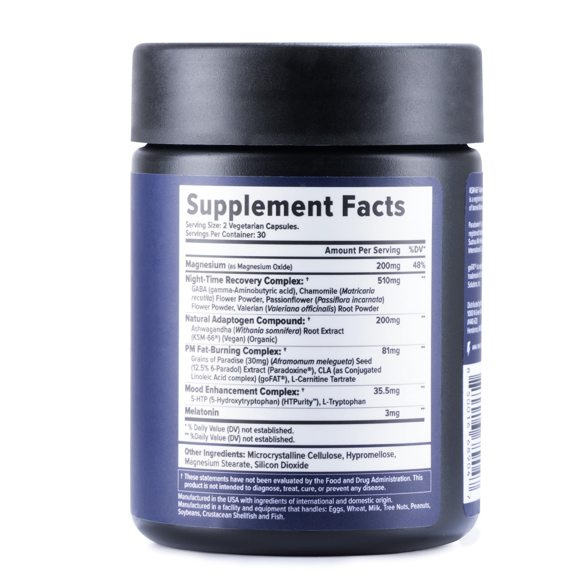 Inno Supps Night Shred review dark supplement bottle showing Supplement Facts label and ingredients