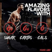 Pre workout marketing poster with athlete and icons for sugar, carbs, and fats