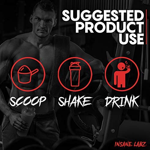 Insane Labz psychotic pre workout powder UAE suggested product use man with shaker scoop shake drink