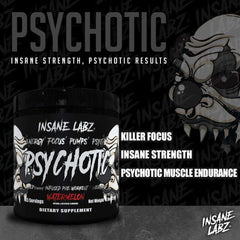 Insane Labz Psychotic watermelon pre workout tub with clown skull art psychotic pre workout powder UAE