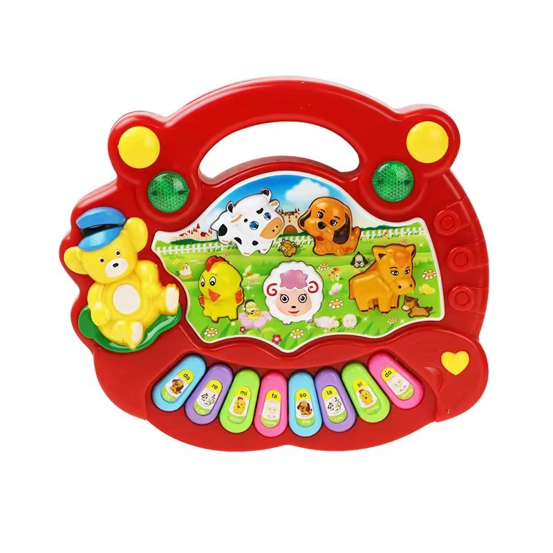 Huitich drum keyboard toy featuring colorful keys and animal characters interactive animal piano toy for toddlers