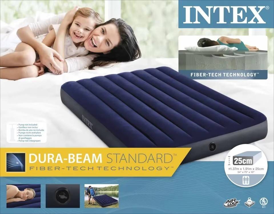 Intex Full Classic Downy Portable Air Mattress for Outdoor Use - Mumzar