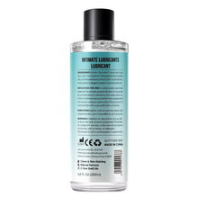 FDTY water-based lubricant bottle, back label view with ingredient and info text