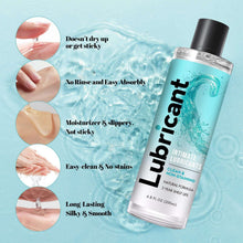FDTY water-based intimate lubricant bottle with liquid splash and clear light-blue label