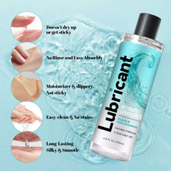 FDTY intimate lubricant bottle on aqua splash background with application photos water based lube UAE