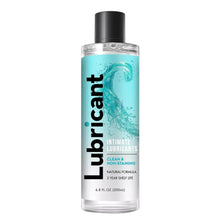 FDTY water-based intimate lubricant bottle, clear light-blue liquid, black cap