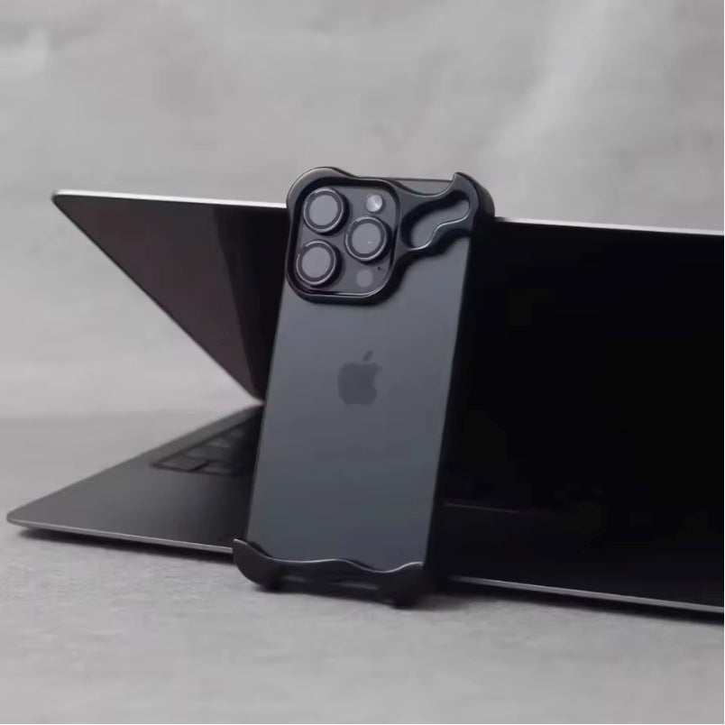 Aluminum Alloy Bumper Phone Case for iPhone 15 Pro Max lens protection case in black