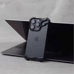 Aluminum Alloy Bumper Phone Case for iPhone 15 Pro Max lens protection case in black
