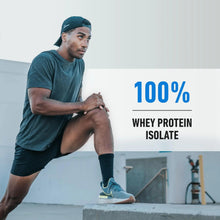 Protein supplement marketing with man stretching outdoors