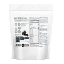 Sopure zero carb whey protein powder bag back with nutrition facts panel