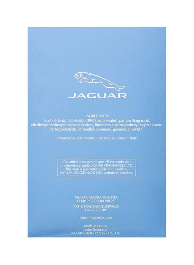Jaguar Classic EDT for men ingredients list on a blue background showcasing fragrance components