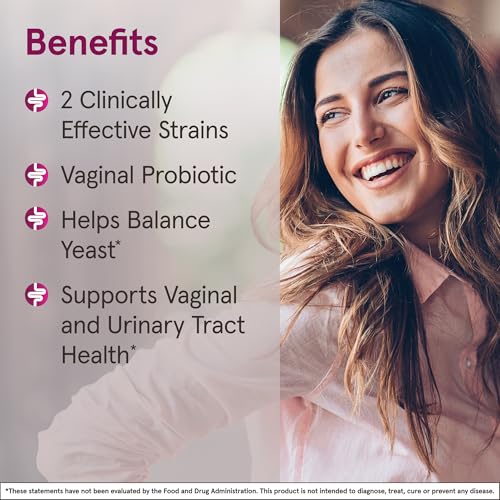 Jarrow Formulas fem-dophilus probiotics for women label showing benefits and smiling