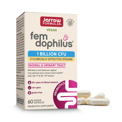 Jarrow Formulas fem-dophilus probiotics for women box with 60 veggie capsules 1 billion CFU for vaginal and urinary tract health