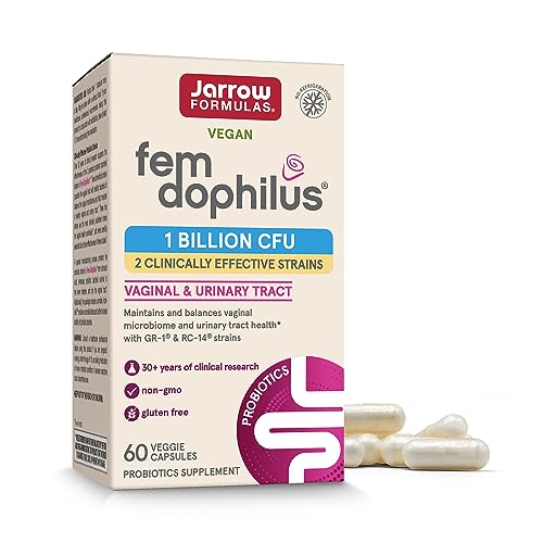 Jarrow Formulas fem-dophilus probiotics for women vegan 1 billion CFU box 60 veggie capsules for vaginal and urinary tract