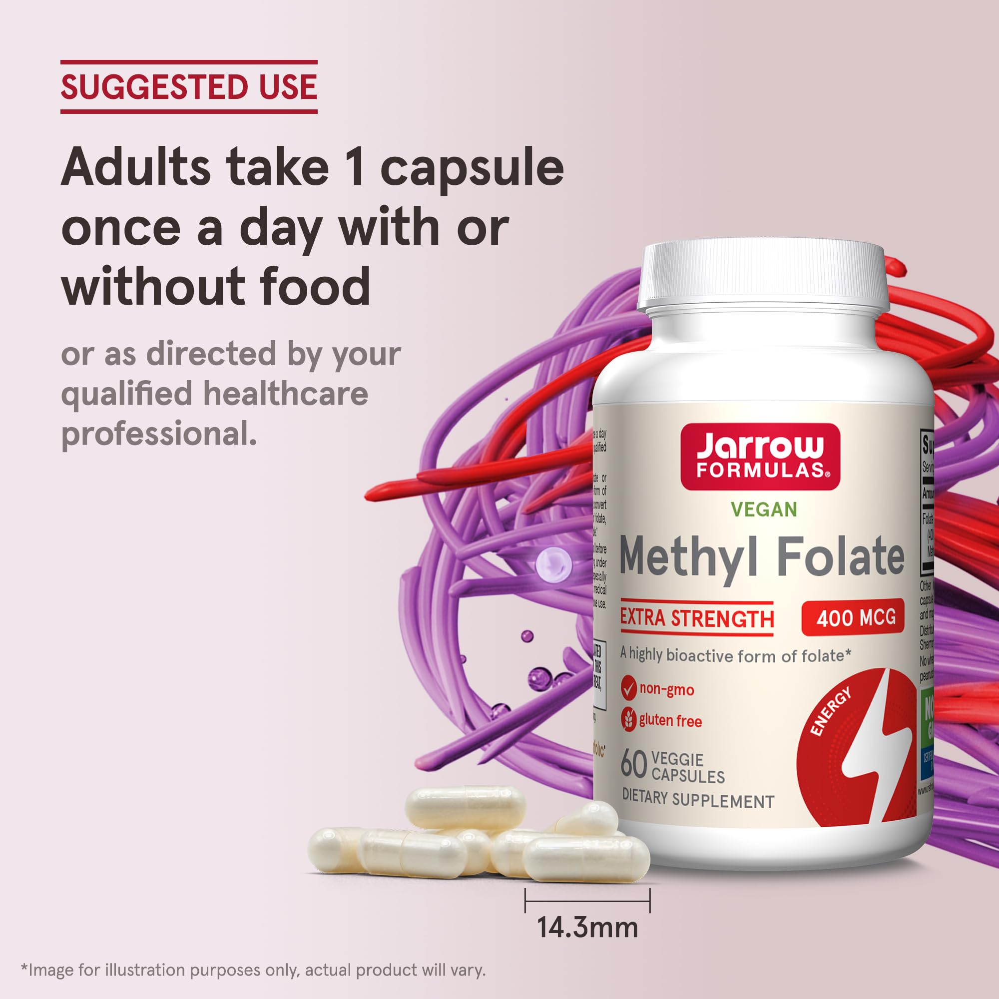 Jarrow Formulas Methyl Folate Supplement UAE in a 60-capsule bottle with vegan-friendly features