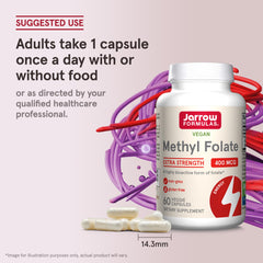 Jarrow Formulas Methyl Folate Supplement UAE in a 60-capsule bottle with vegan-friendly features