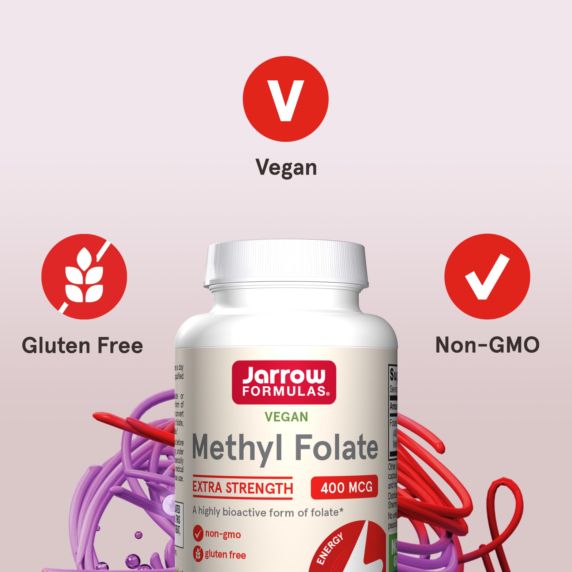 Jarrow Formulas Vegan Methyl Folate Supplement UAE in a 400 MCG bottle for extra strength energy support