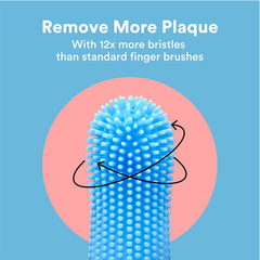 MOLIMI dog and cat finger toothbrush blue silicone with dense bristles for removing plaque