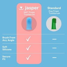 Pet 360° finger toothbrush with soft blue bristles and included case