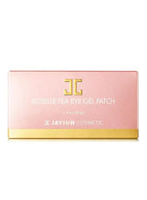 Roselle tea eye gel patch box with gold logo and pink design