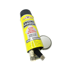 Mumzar engine degreaser diversion safe can disguised as yellow engine degreaser holds cash and USB