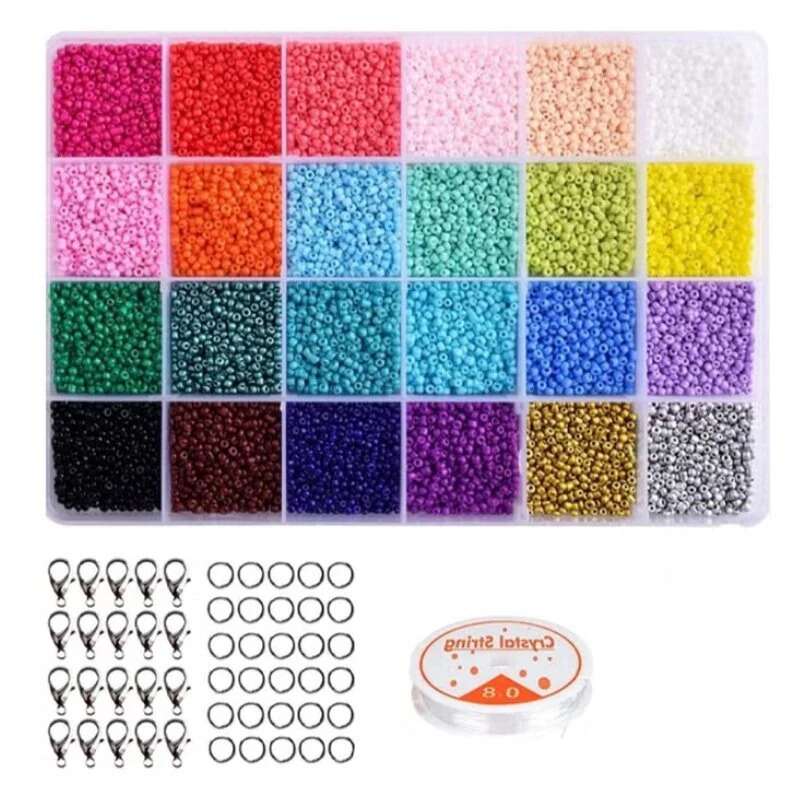 Huitich jewelry making kit with scissors and hooks includes multi-color beads, rings, and clear string for custom jewelry