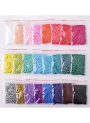 Jewelry making kit with scissors and hooks showing multiple colorful bead packs for creating custom jewelry