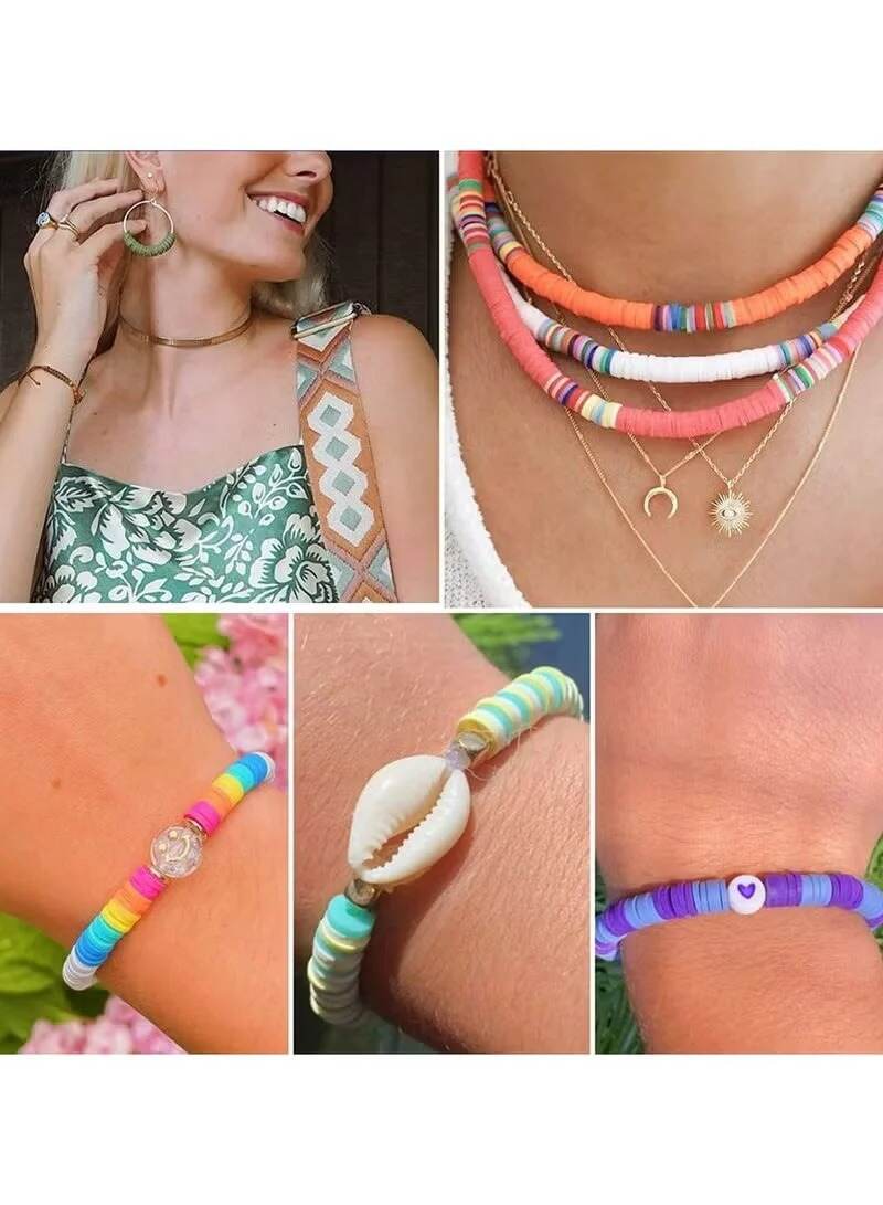 Huitich jewelry making kit with scissors and hooks featuring colorful beaded bracelets and layered necklaces