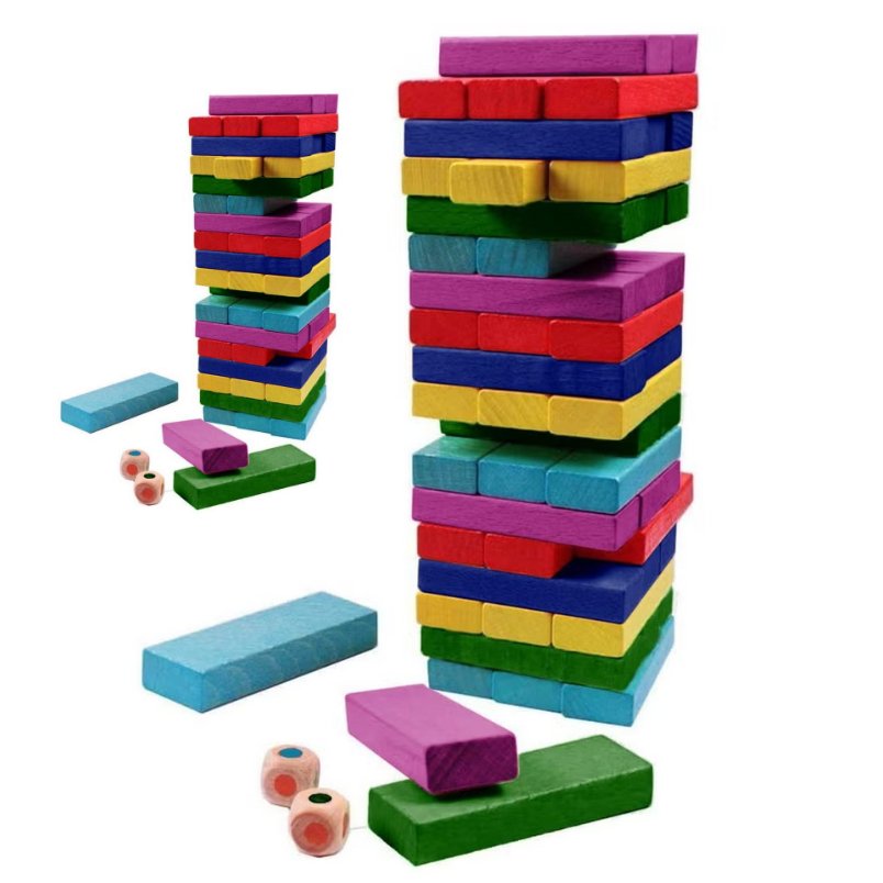 Jinga traditional stacking game and creative building Innovation Timber Tower Wood Block Stacking Game - Mumzar.com