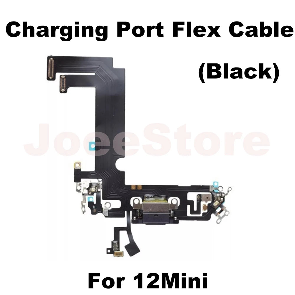 Mumzar iPhone charging port flex cable replacement black dock assembly for iPhone 12 Mini with connectors