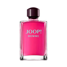 Joop Homme men’s perfume bottle with pink liquid and dark plum cap on white.