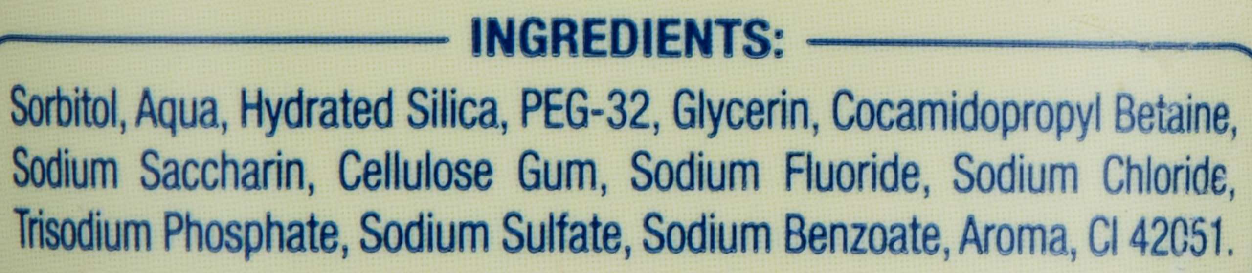 beatool junior toothpaste for kids 6-12 years ingredient label showing sorbitol hydrated silica sodium fluoride glycerin