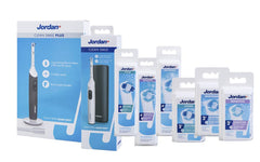 Jordan electric toothbrush kit with travel case and multiple whitening electric toothbrush replacement head packs