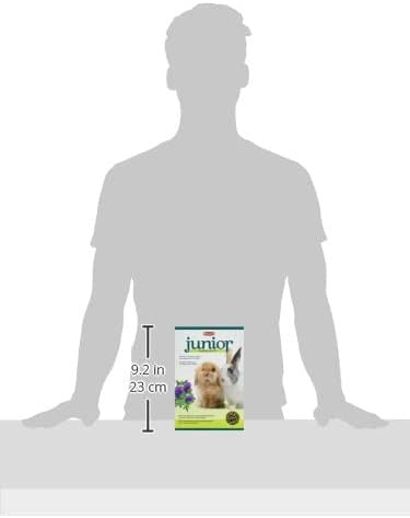 Padovan junior rabbit food pellets packed in a 9.2-inch bag for young rabbits' nutrition