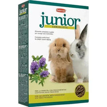 Rabbit food box with two bunnies on the front panel and Padovan Junior logo