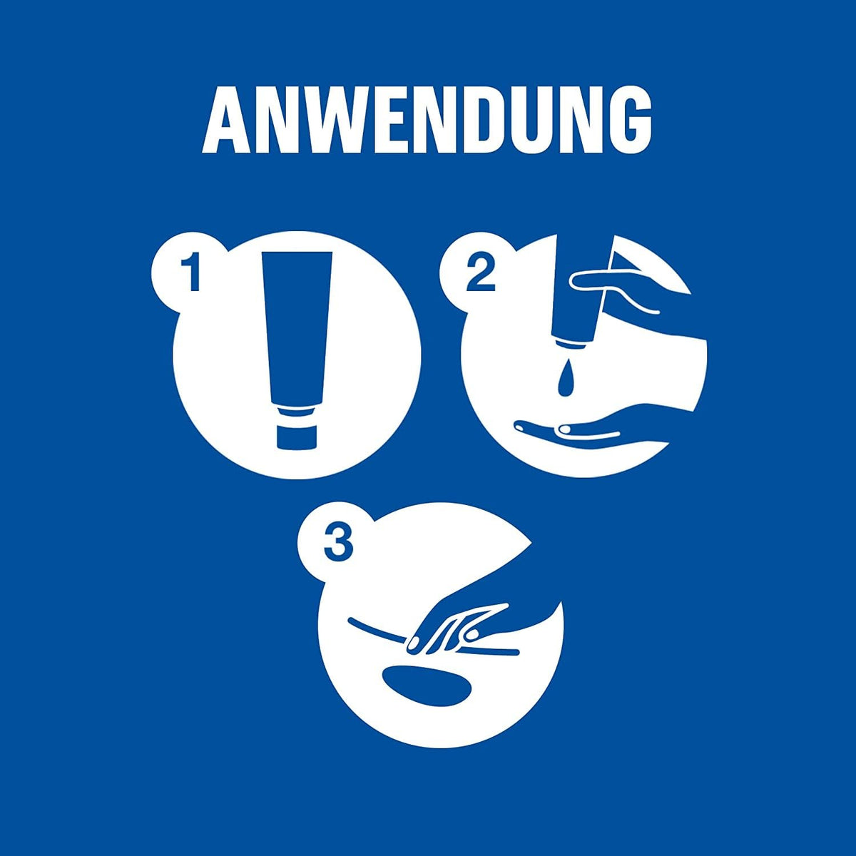 KY Jelly personal lubricant usage icons showing tube dispensing onto hand and applying with swab