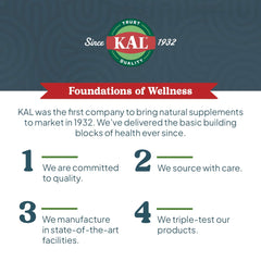 KAL Foundations of Wellness infographic with logo and four pillars text promoting high absorption magnesium glycinate
